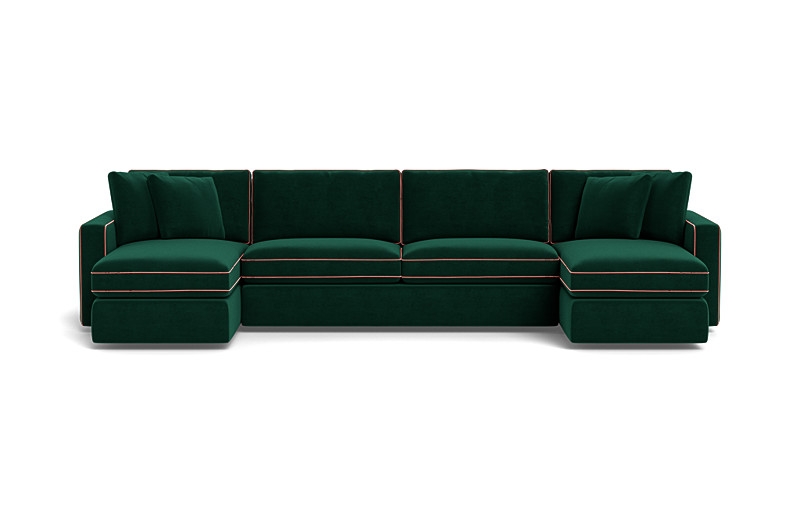 James 3-Piece 4-Seat U Chaise Sectional with Storage and Contrast Piping - Image 0