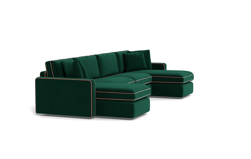 James 3-Piece 4-Seat U Chaise Sectional with Storage and Contrast Piping - Image 1