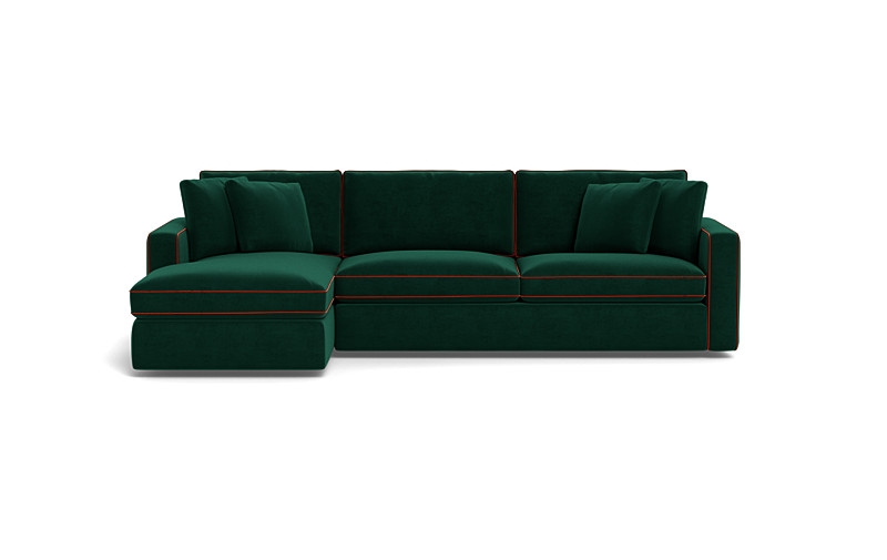 James 3-Seat  Chaise Sleeper Sectional with Contrast Piping - Image 0