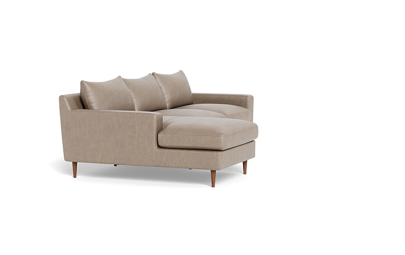 Sloan Leather Left Chaise Sectional | Decide Later Leather | Oiled Walnut Tapered Turned Wood Leg | 96"W x 40"D | 63" x 35" Chaise | 2 Cushions | Down Alternative Fill - Image 2