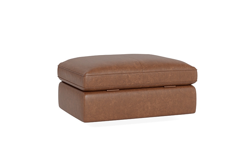 James Leather Rectangle Ottoman with Storage Option - Image 2