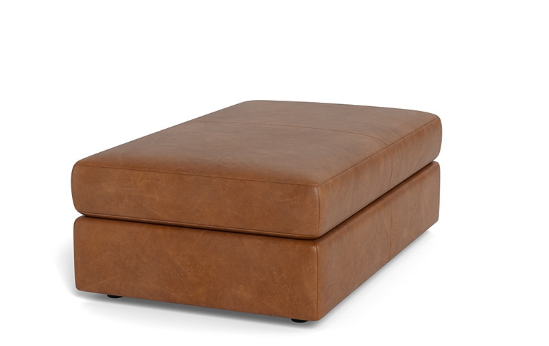 Lee Leather Rectangle Ottoman with Storage Option - Image 2