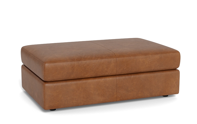 Lee Leather Rectangle Ottoman with Storage Option - Image 1