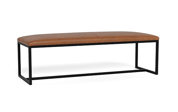 Fritz Leather Metal Framed Upholstered Bench - Image 2