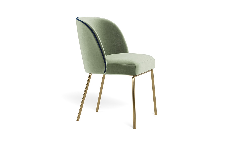 Graham Metal Framed Upholstered Chair with Contrast Piping - Image 4