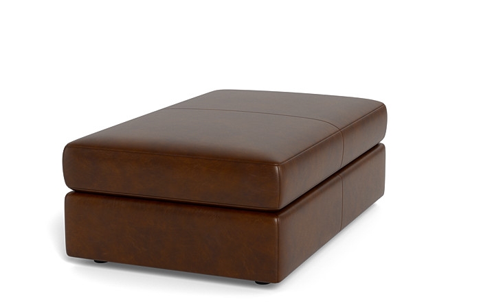 Lee Leather Larger Rectangle Ottoman with Storage Option - Image 1
