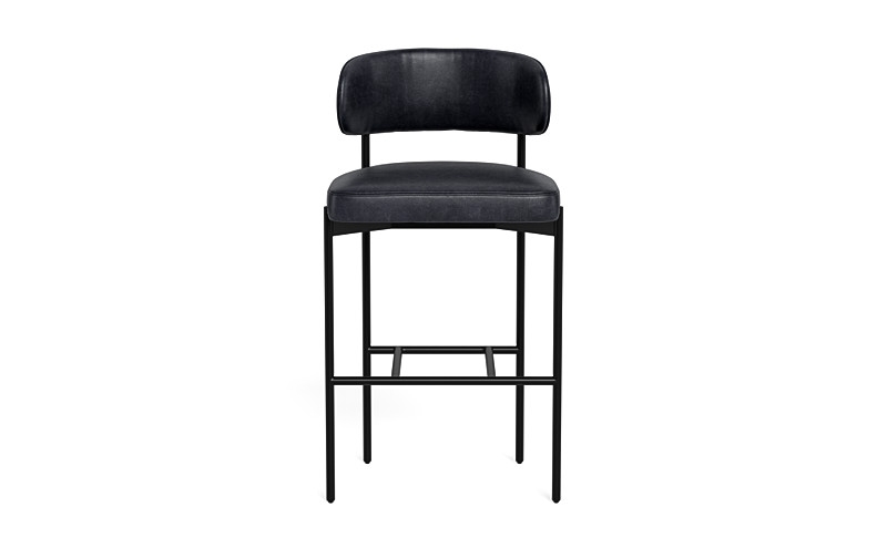 Hollis Leather Metal Framed Upholstered Bar Stool - Image 0