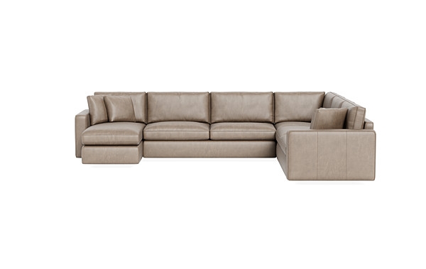 James Leather 4-Piece 5-Seat Corner Chaise Sectional Left with Storage - Image 0