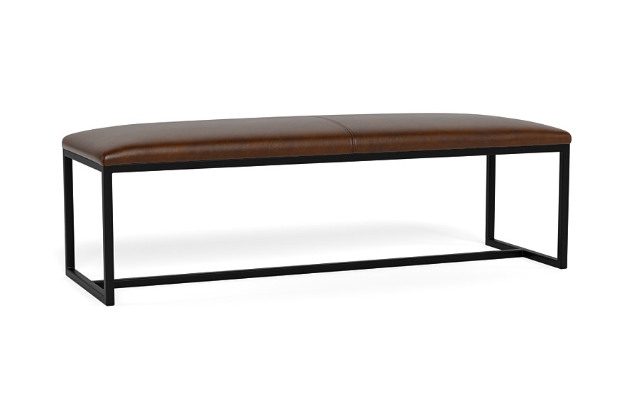 Fritz Leather Metal Framed Upholstered Bench - Image 2