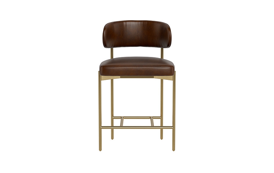 Hollis Leather Metal Framed Upholstered Counter Stool - Image 0