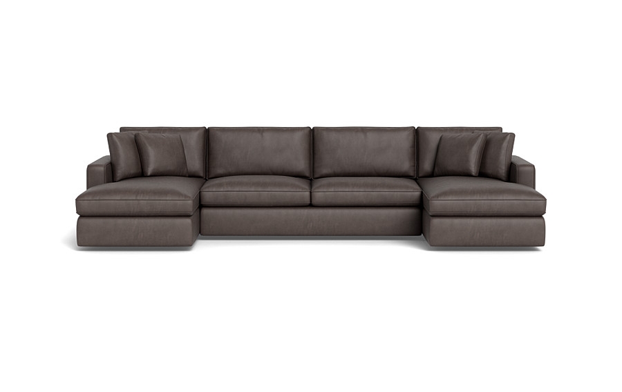James Leather 3-Piece 4-Seat U Chaise Sectional - Image 0