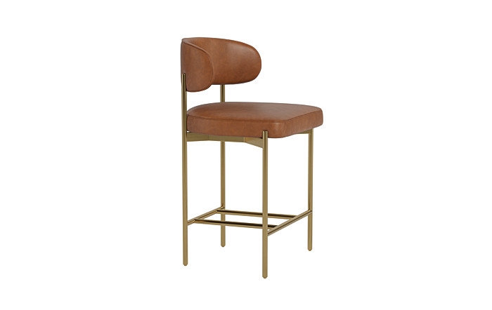 Hollis Leather Metal Framed Upholstered Counter Stool - Image 3