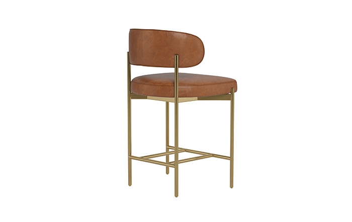Hollis Leather Metal Framed Upholstered Counter Stool - Image 2