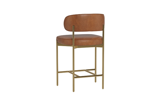 Hollis Leather Metal Framed Upholstered Counter Stool - Image 1
