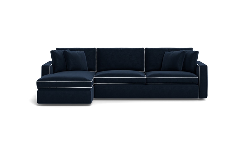 James 3-Seat  Chaise Sleeper Sectional with Contrast Piping - Image 0