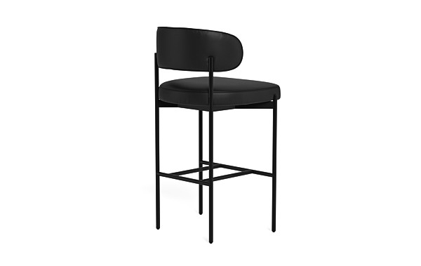 Hollis Leather Metal Framed Upholstered Bar Stool - Image 1
