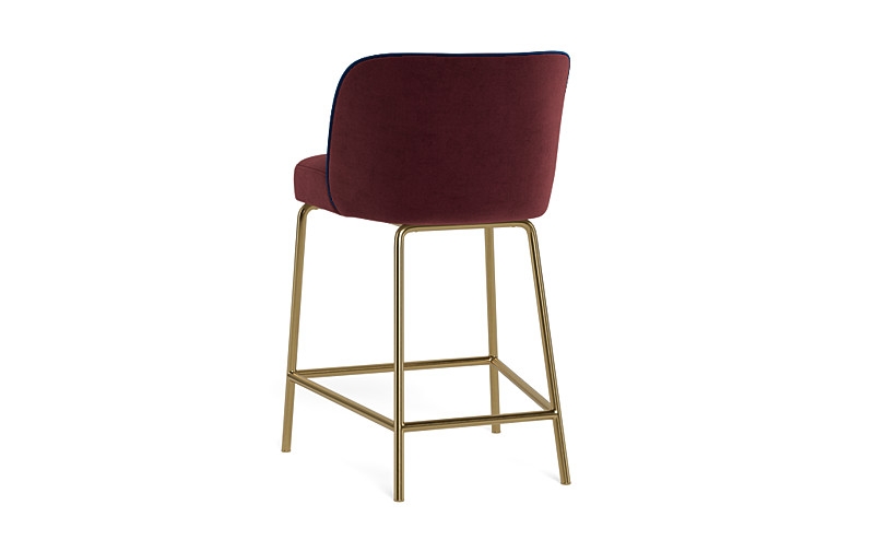 Graham Metal Framed Upholstered Counter Stool with Contrast Piping - Image 3