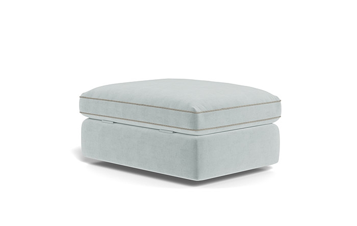 James Rectangle Ottoman with Contrast Piping and Storage Option - Image 2