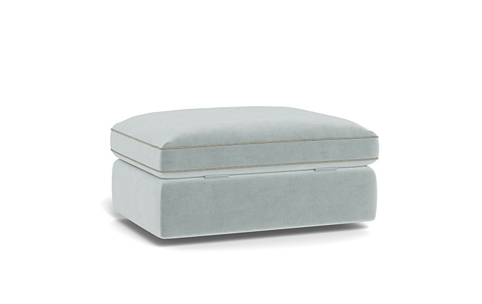 James Rectangle Ottoman with Contrast Piping and Storage Option - Image 3