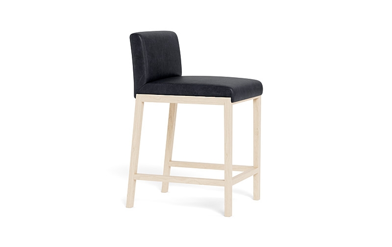 Callen Leather Wood Framed Upholstered Stool - Image 2