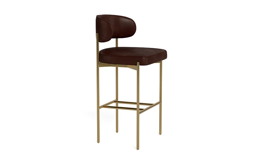 Hollis Leather Metal Framed Upholstered Bar Stool - Image 4