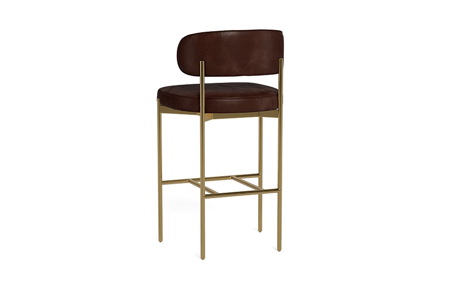 Hollis Leather Metal Framed Upholstered Bar Stool - Image 1