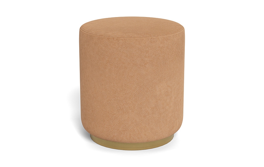 Fae Leather Small Round Ottoman - Image 0