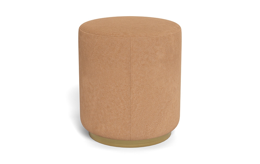 Fae Leather Small Round Ottoman - Image 1