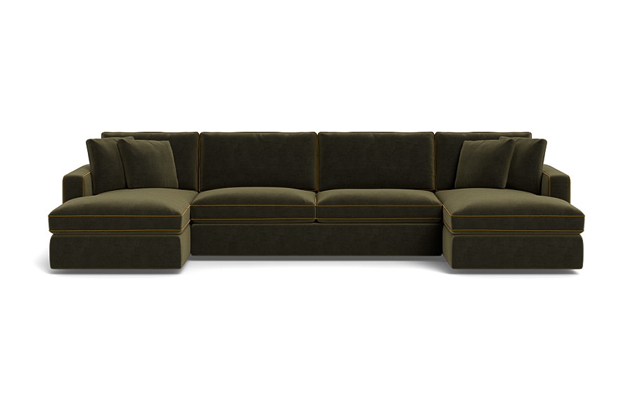 James 3-Piece 4-Seat U Chaise Sectional with Contrast Piping - Image 0