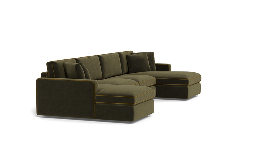 James 3-Piece 4-Seat U Chaise Sectional with Contrast Piping - Image 4