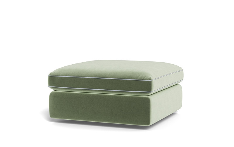 James Square Ottoman with Contrast Piping and Storage Option - Image 2