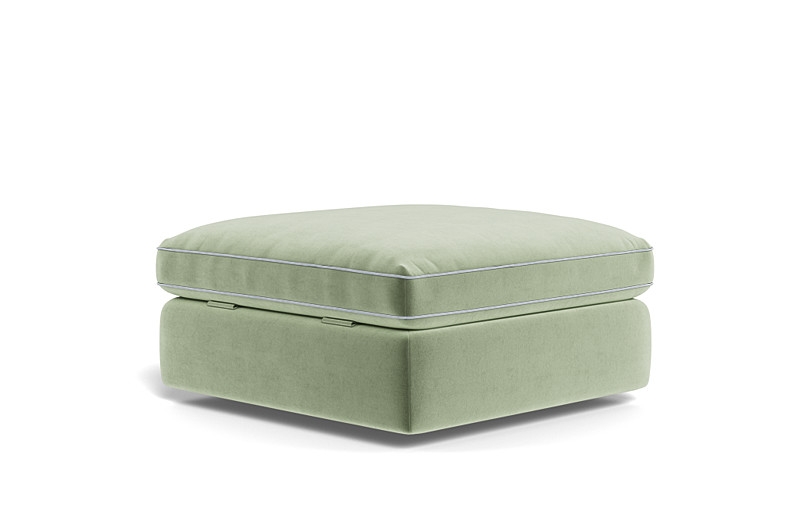 James Square Ottoman with Contrast Piping and Storage Option - Image 1