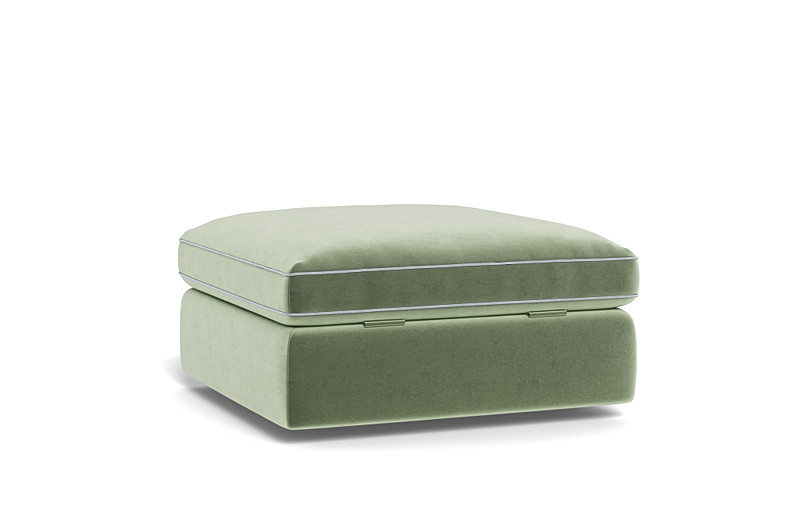 James Square Ottoman with Contrast Piping and Storage Option - Image 3