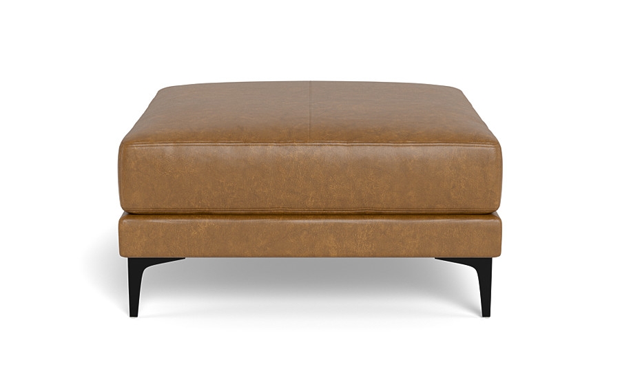 Gaby Square Leather Ottoman - Image 0
