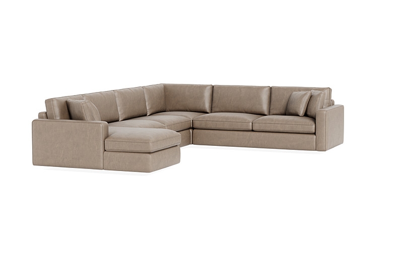 James Leather 4-Piece 5-Seat Corner Chaise Sectional Left - Image 3