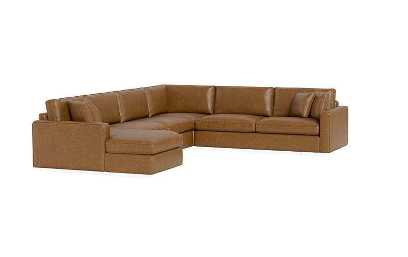 James Leather 4-Piece 5-Seat Corner Chaise Sectional Left - Image 4