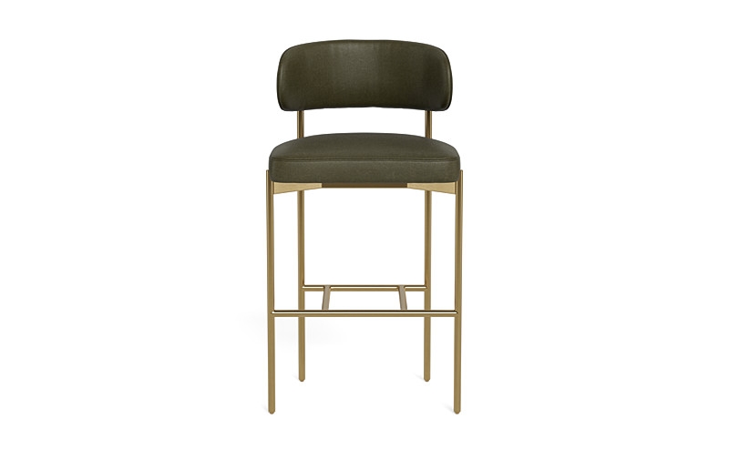 Hollis Leather Metal Framed Upholstered Bar Stool - Image 0