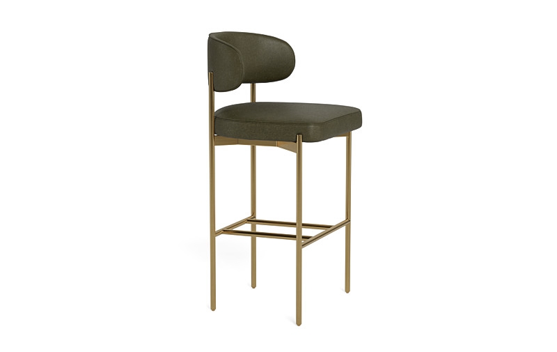 Hollis Leather Metal Framed Upholstered Bar Stool - Image 3