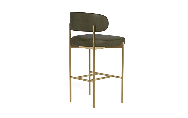 Hollis Leather Metal Framed Upholstered Bar Stool - Image 1