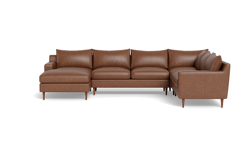 Sloan 4-Piece Leather Corner Sectional Sofa with  Chaise - Image 0