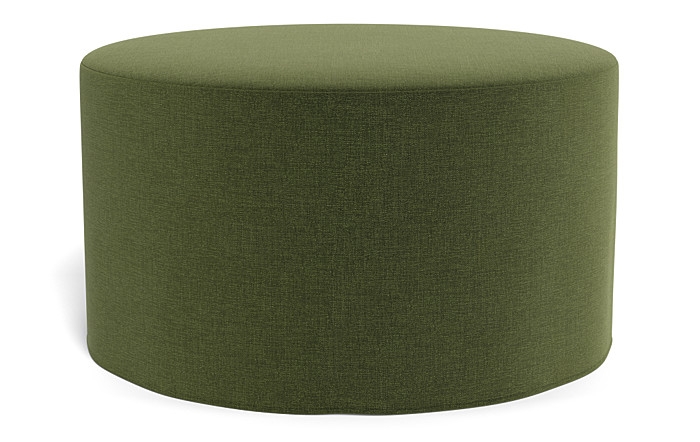 Dixon Slipcovered Round Ottoman - Image 0