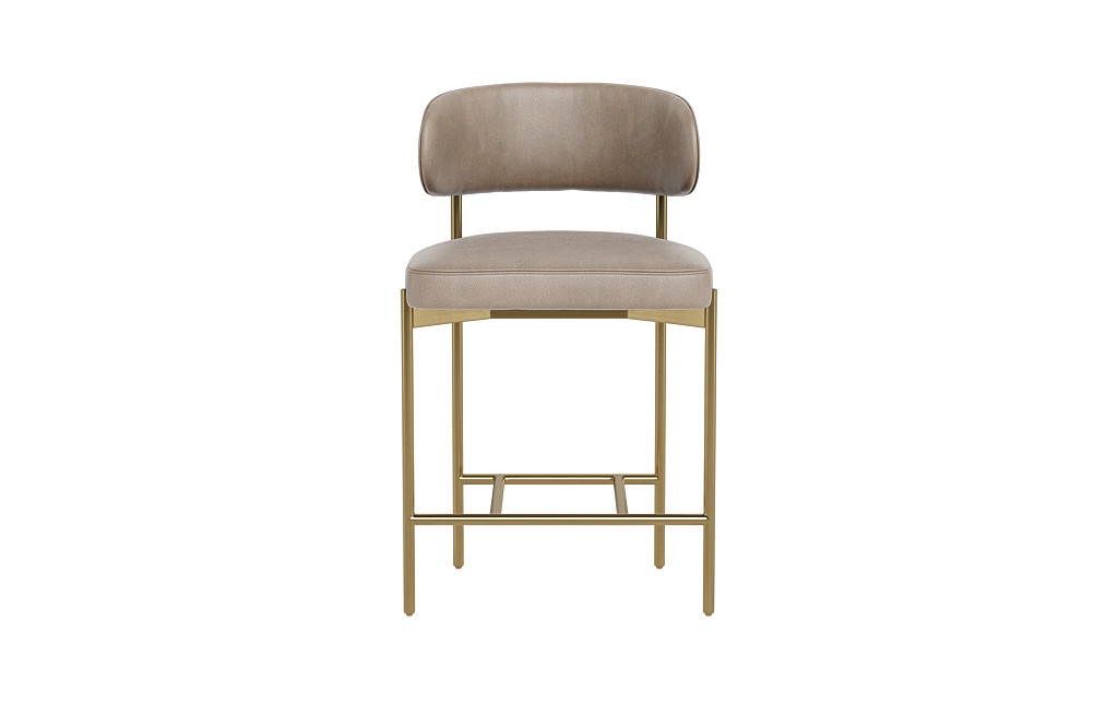 Hollis Leather Metal Framed Counter Stool with Brass Legs - Image 0