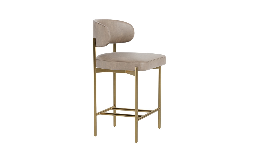 Hollis Leather Metal Framed Counter Stool with Brass Legs - Image 1