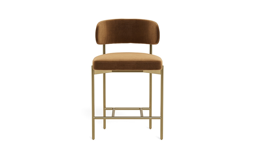 Hollis Metal Framed Upholstered Counter Stool with Brass Legs - Image 0