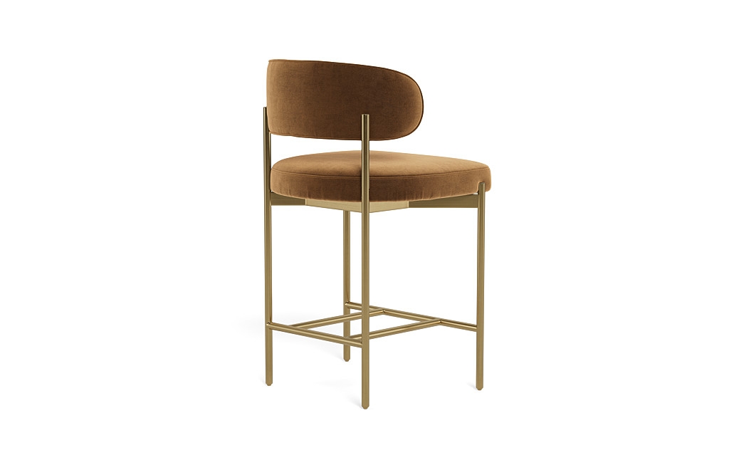 Hollis Metal Framed Upholstered Counter Stool with Brass Legs - Image 2