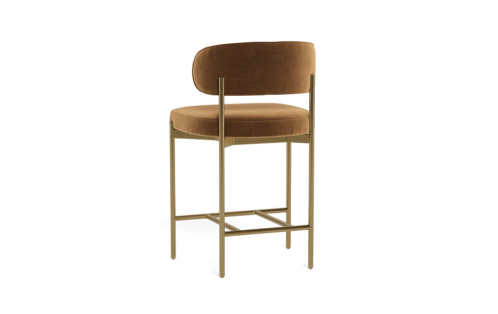 Hollis Metal Framed Upholstered Counter Stool with Brass Legs - Image 1