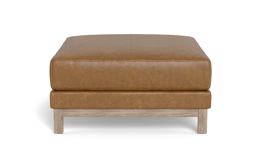Gaby Square Leather Ottoman - Image 0