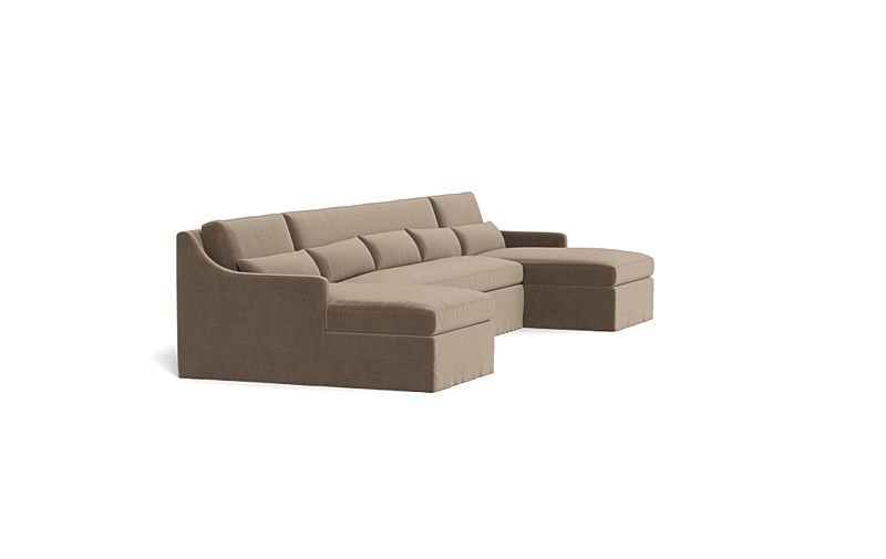 Ella Slipcovered 3-Piece 5-Seat U-Sectional, 163" Length, Standard Depth, Standard Chaise Length/Width, Oak Leg, Down Alternative Fill - Image 2