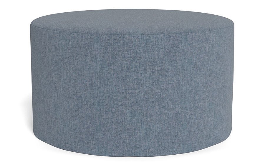 Dixon Slipcovered Round Ottoman - Image 0