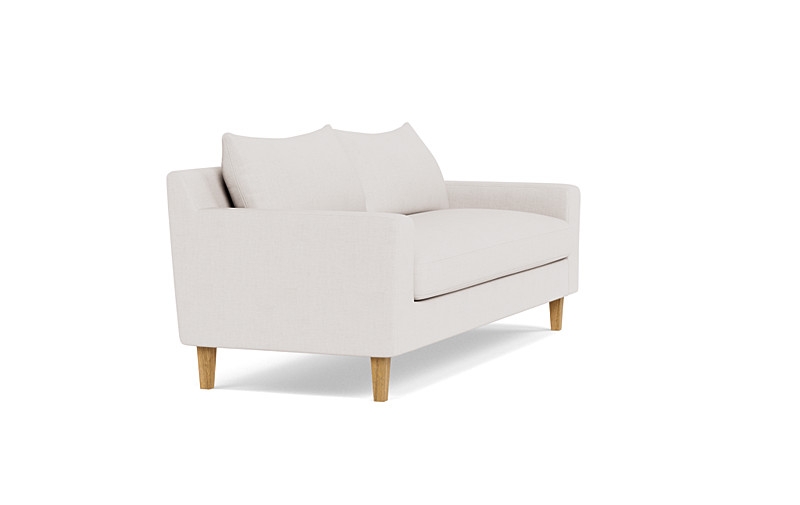 Sloan Fabric 2-Seat Sofa, 91", Down Alternative Fill, Square Oak Leg, Bench Cushion, Standard 36" Depth, Porcelain Performance Linen - Image 1